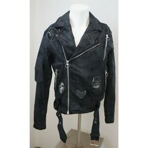 Vidl Los Angeles Phantom Chopper Jacket Black Distressed size Medium $350 MSRP